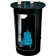 Little Giant Pumps - Sump Pump Systems; Type: Sump Pump System ; Voltage: 115 ; Contents: Basin, cover, gaskets and hardware, Piggyback tethered mechanical float switch assembly, discharge pipe, vent pipe, coupling, grommet, pump, check valve - Exact Tooling