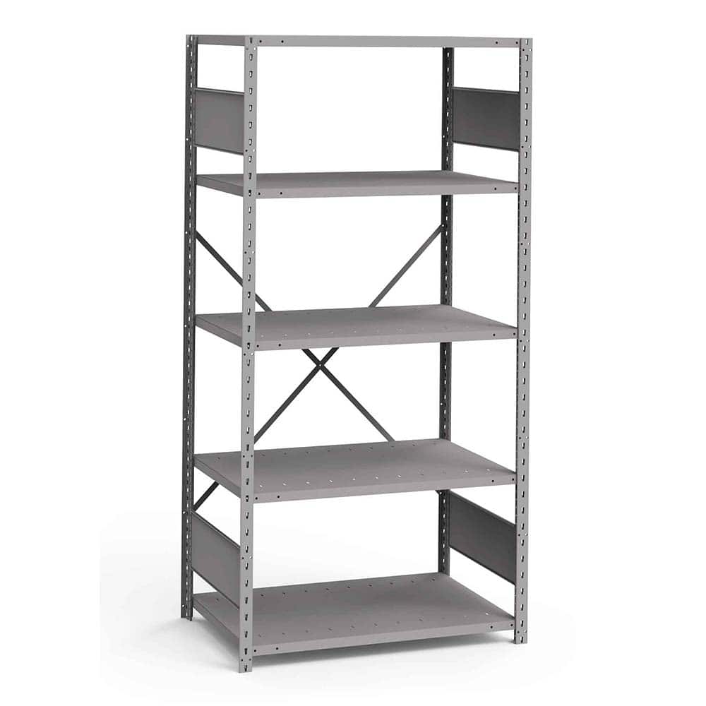Rousseau Metal - Steel Shelving; Type: Shelving ; Starter or Add-On: Starter ; Load Capacity (Lb.): 3500.000 ; Number of Shelves: 5 ; Width (Inch): 36 ; Height (Inch): 75 - Exact Tooling