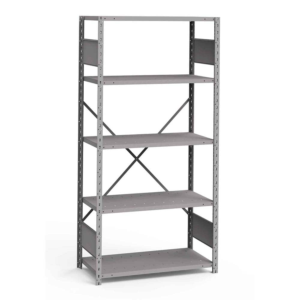 Rousseau Metal - Steel Shelving; Type: Shelving ; Starter or Add-On: Starter ; Load Capacity (Lb.): 3500.000 ; Number of Shelves: 5 ; Width (Inch): 36 ; Height (Inch): 75 - Exact Tooling