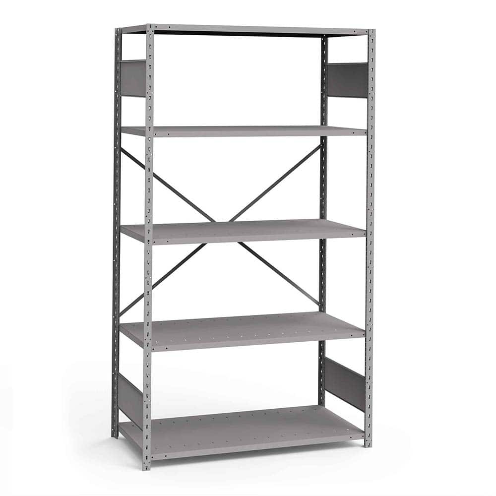 Rousseau Metal - Steel Shelving; Type: Shelving ; Starter or Add-On: Starter ; Load Capacity (Lb.): 3500.000 ; Number of Shelves: 5 ; Width (Inch): 48 ; Height (Inch): 87 - Exact Tooling