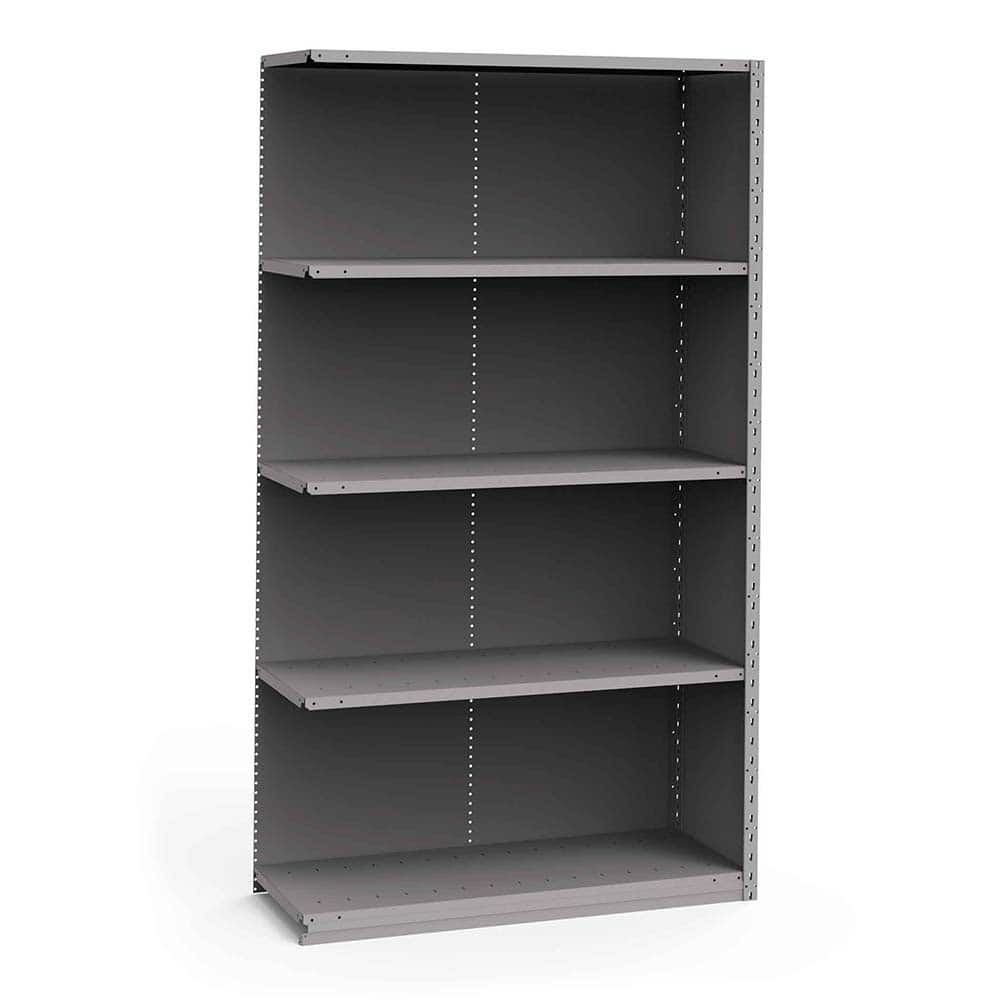 Rousseau Metal - Closed Shelving Units; Type: Add-On ; Load Capacity (Lb.): 3500.000 ; Number of Shelves: 5 ; Height (Inch): 87 ; Width (Inch): 48 ; Depth (Inch): 18 - Exact Tooling