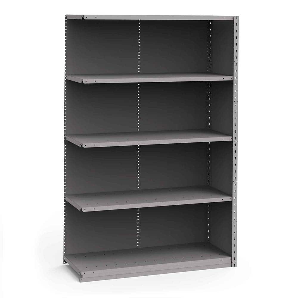 Rousseau Metal - Closed Shelving Units; Type: Add-On ; Load Capacity (Lb.): 3500.000 ; Number of Shelves: 5 ; Height (Inch): 75 ; Width (Inch): 48 ; Depth (Inch): 18 - Exact Tooling
