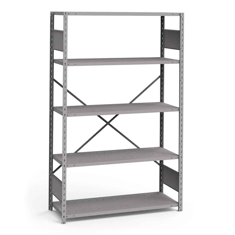 Rousseau Metal - Steel Shelving; Type: Shelving ; Starter or Add-On: Starter ; Load Capacity (Lb.): 3500.000 ; Number of Shelves: 5 ; Width (Inch): 48 ; Height (Inch): 75 - Exact Tooling