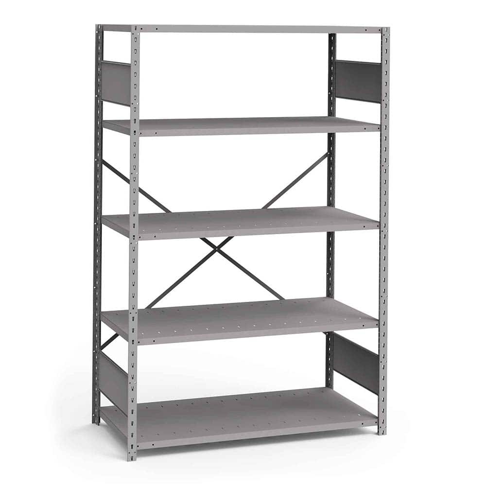 Rousseau Metal - Steel Shelving; Type: Shelving ; Starter or Add-On: Starter ; Load Capacity (Lb.): 3500.000 ; Number of Shelves: 5 ; Width (Inch): 48 ; Height (Inch): 75 - Exact Tooling