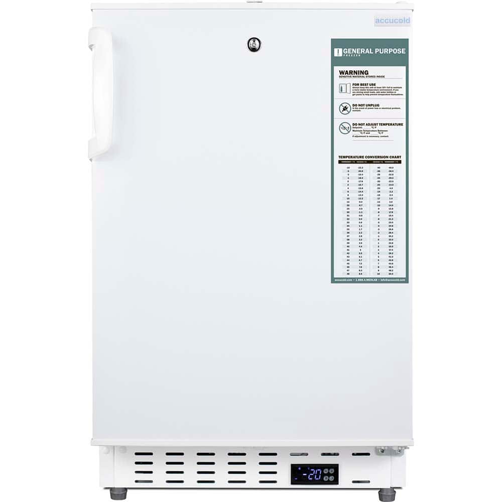 Accucold - Laboratory Refrigerators and Freezers; Type: Pharmacy, Medical-Laboratory Freezer ; Volume Capacity: 3 Cu. Ft. ; Minimum Temperature (C): -25.00 ; Maximum Temperature (C): -15.00 ; Width (Inch): 19.75 ; Depth (Inch): 22.5 - Exact Tooling