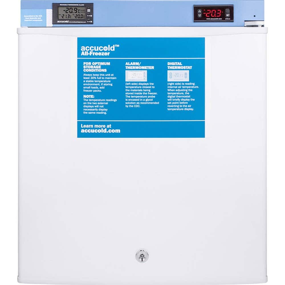 Accucold - Laboratory Refrigerators and Freezers; Type: Pharmacy, Medical-Laboratory Freezer ; Volume Capacity: 1 Cu. Ft. ; Minimum Temperature (C): -20.00 ; Maximum Temperature (C): -15.00 ; Width (Inch): 18.5 ; Depth (Inch): 17.63 - Exact Tooling