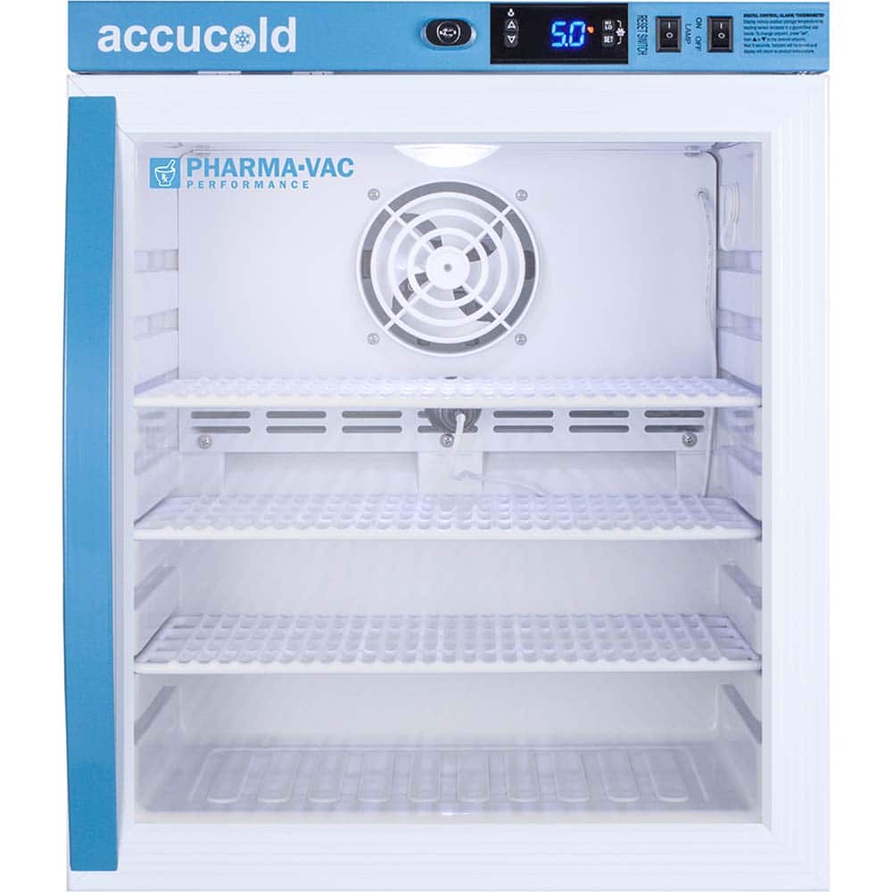 Accucold - Laboratory Refrigerators and Freezers; Type: Pharmacy, Medical-Laboratory Refrigerator ; Volume Capacity: 1 Cu. Ft. ; Minimum Temperature (C): 2.00 ; Maximum Temperature (C): 8.00 ; Width (Inch): 17.5 ; Depth (Inch): 19.75 - Exact Tooling