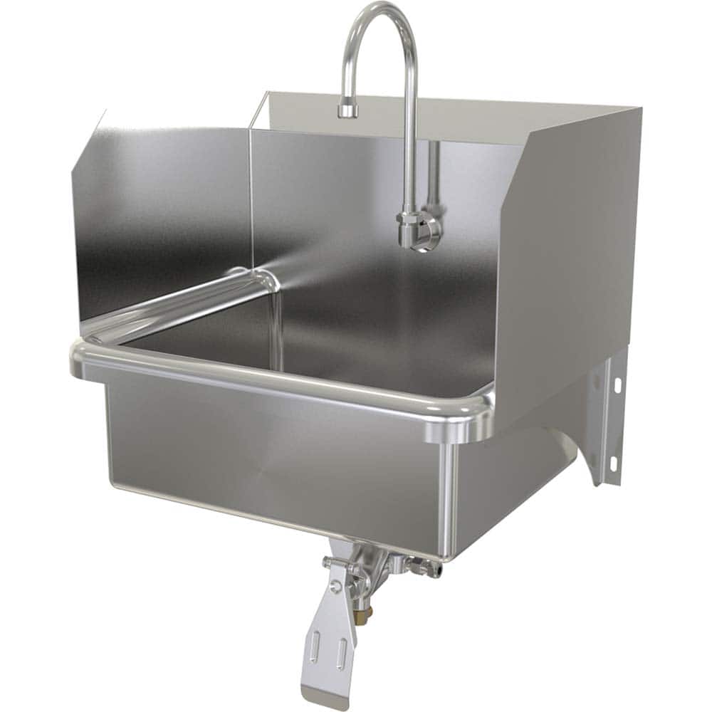 SANI-LAV - Sinks; Type: Hands-Free Wall Mounted Wash Sink ; Outside Length: 20 (Inch); Outside Width: 17-1/2 (Inch); Outside Height: 16-1/2 (Inch); Inside Length: 17 (Inch); Inside Width: 14 (Inch) - Exact Tooling