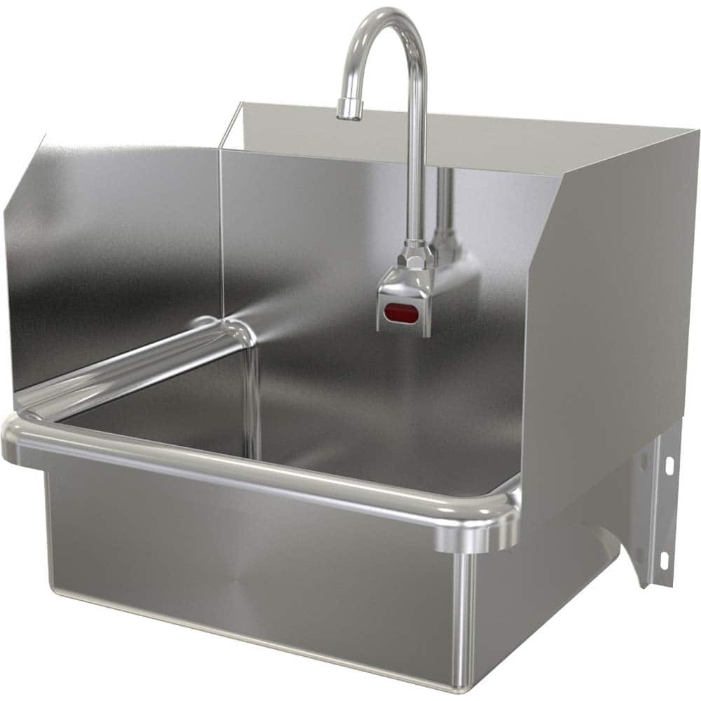 SANI-LAV - Sinks; Type: Hands-Free Wall Mounted Wash Sink ; Outside Length: 20 (Inch); Outside Width: 17-1/2 (Inch); Outside Height: 16-1/2 (Inch); Inside Length: 17 (Inch); Inside Width: 14 (Inch) - Exact Tooling