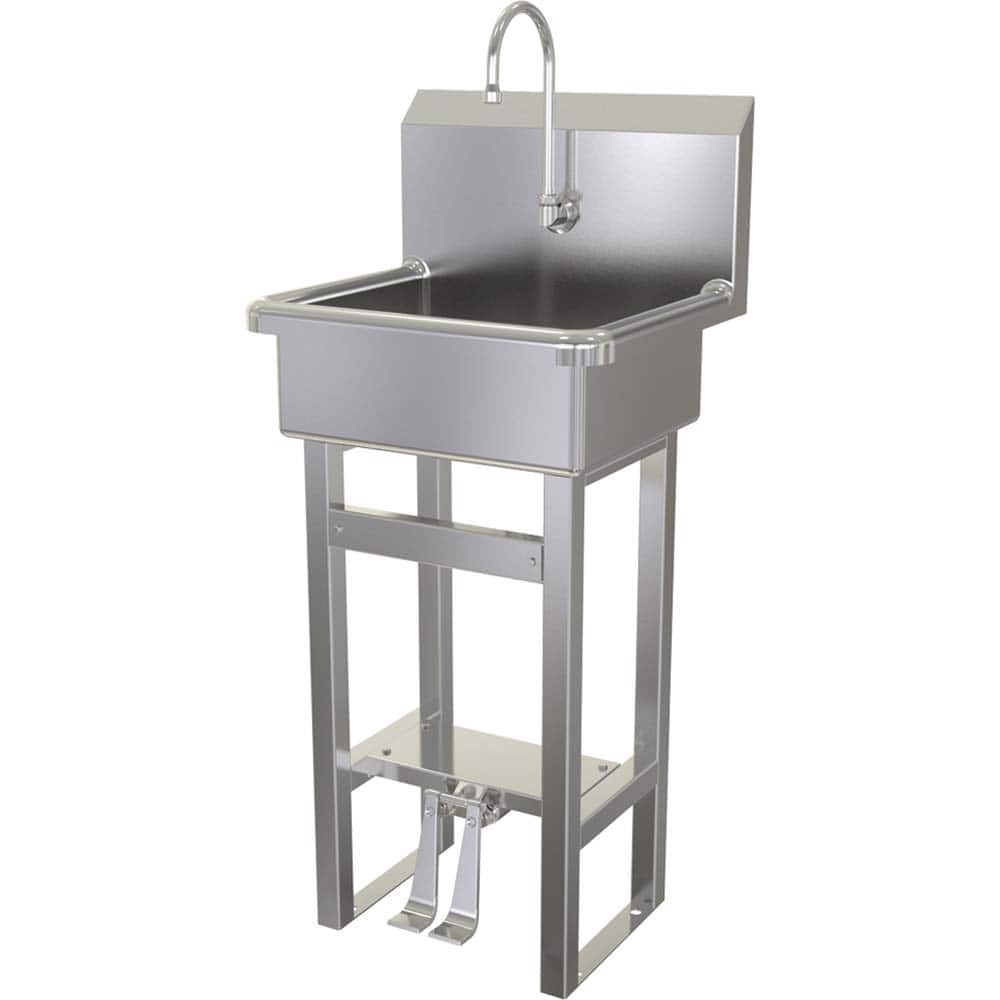 SANI-LAV - Sinks; Type: Hands-Free Floor Mounted Wash Sink ; Outside Length: 20 (Inch); Outside Width: 17-1/2 (Inch); Outside Height: 43-1/2 (Inch); Inside Length: 17 (Inch); Inside Width: 14 (Inch) - Exact Tooling