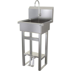 SANI-LAV - Sinks; Type: Hands-Free Floor Mounted Wash Sink ; Outside Length: 20 (Inch); Outside Width: 17-1/2 (Inch); Outside Height: 43-1/2 (Inch); Inside Length: 17 (Inch); Inside Width: 14 (Inch) - Exact Tooling