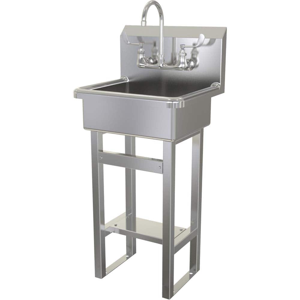 SANI-LAV - Sinks; Type: Floor Mounted Wash Sink ; Outside Length: 20 (Inch); Outside Width: 17-1/2 (Inch); Outside Height: 43-1/2 (Inch); Inside Length: 17 (Inch); Inside Width: 14 (Inch) - Exact Tooling