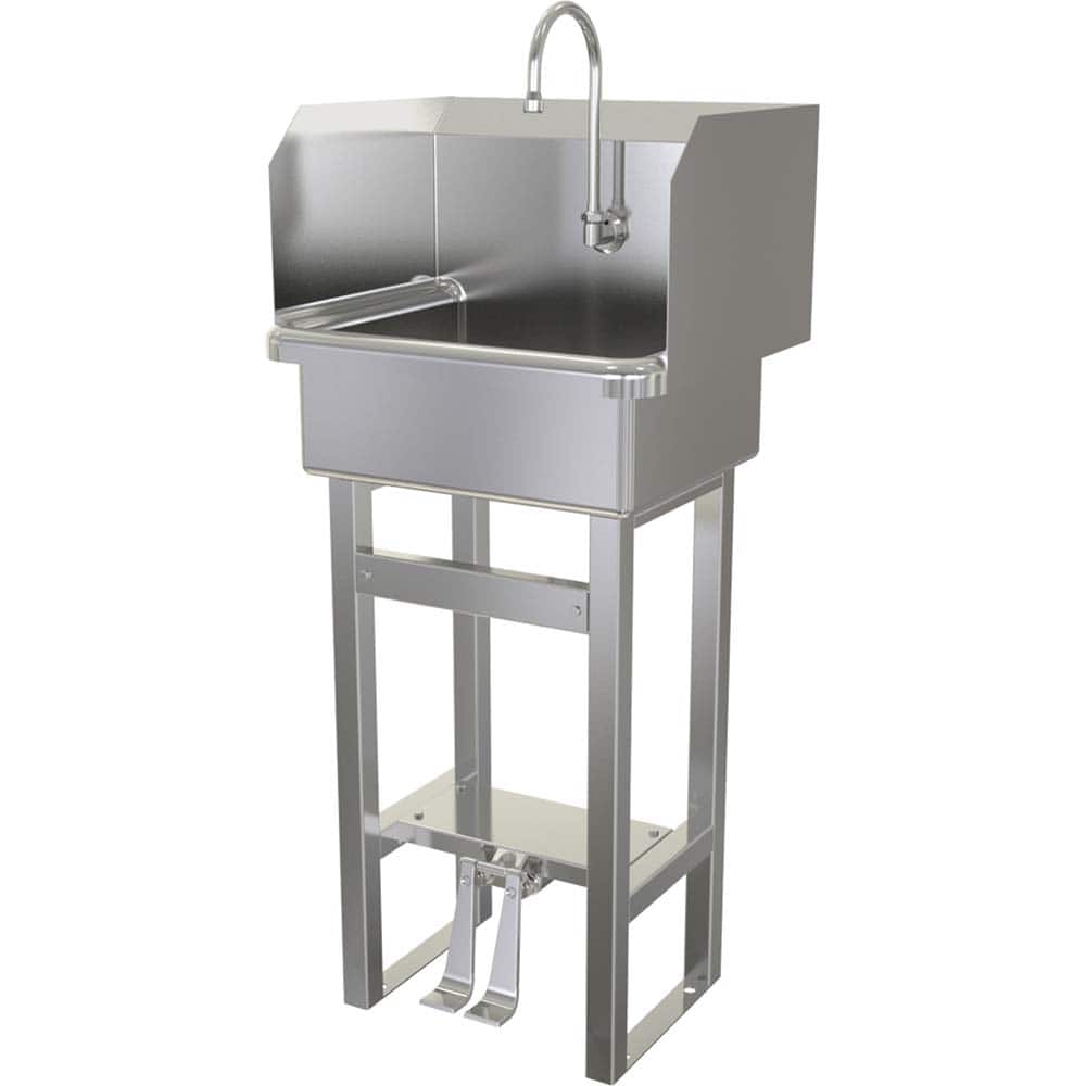 SANI-LAV - Sinks; Type: Hands-Free Floor Mounted Wash Sink ; Outside Length: 20 (Inch); Outside Width: 17-1/2 (Inch); Outside Height: 43-1/2 (Inch); Inside Length: 17 (Inch); Inside Width: 14 (Inch) - Exact Tooling