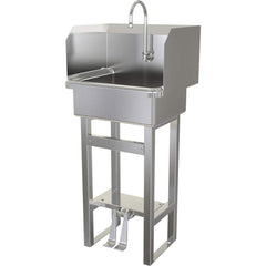 SANI-LAV - Sinks; Type: Hands-Free Floor Mounted Wash Sink ; Outside Length: 20 (Inch); Outside Width: 17-1/2 (Inch); Outside Height: 43-1/2 (Inch); Inside Length: 17 (Inch); Inside Width: 14 (Inch) - Exact Tooling