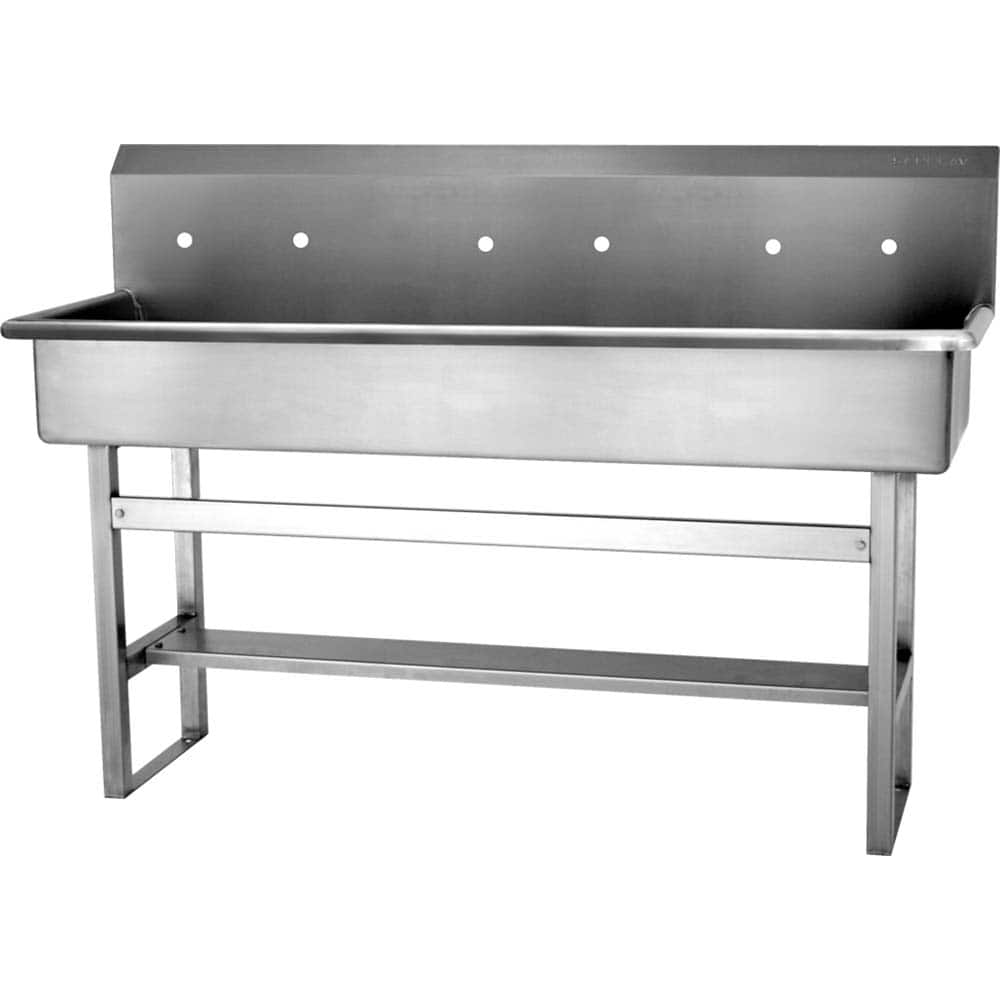 SANI-LAV - Sinks; Type: Three Person Floor Mounted Wash Station ; Outside Length: 60 (Inch); Outside Width: 20 (Inch); Outside Height: 45 (Inch); Inside Length: 57 (Inch); Inside Width: 16-1/2 (Inch) - Exact Tooling