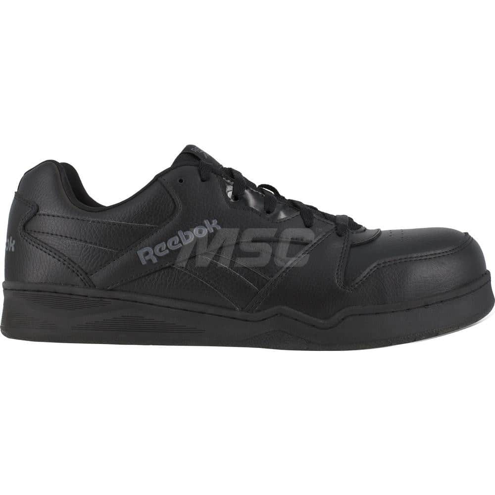 Work Boot: Size 6.5, Leather, Composite Toe Black, Medium Width, Non-Slip Sole