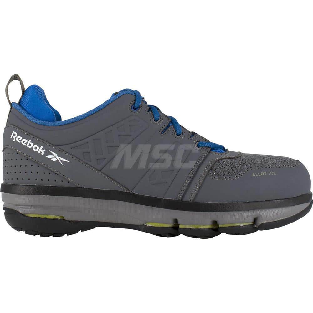 Work Boot: Size 8.5, Leather, Alloy Toe Gray, Medium Width, Non-Slip Sole