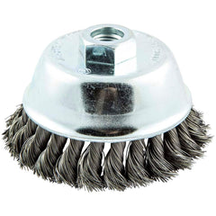 Norton - 4" Diam 5/8-11 Threaded Arbor Carbon Steel Fill Cup Brush - Exact Tooling