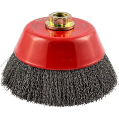Norton - 6" Diam 5/8-11 Threaded Arbor Carbon Steel Fill Cup Brush - Exact Tooling