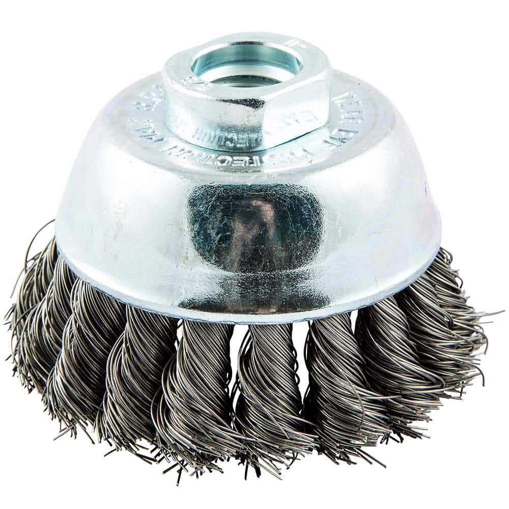 Norton - 2-3/4" Diam 5/8-11 Threaded Arbor Carbon Steel Fill Cup Brush - Exact Tooling