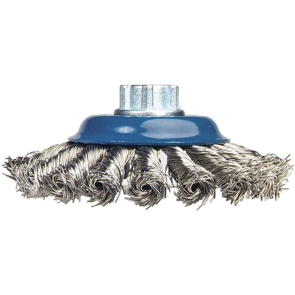Norton - 5" Diam 5/8-11 Threaded Arbor Stainless Steel Fill Cup Brush - Exact Tooling