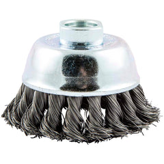 Norton - 2-3/4" Diam 5/8-11 Threaded Arbor Carbon Steel Fill Cup Brush - Exact Tooling