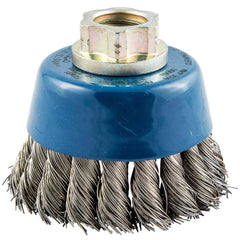 Norton - 2-3/4" Diam 5/8-11 Threaded Arbor Stainless Steel Fill Cup Brush - Exact Tooling