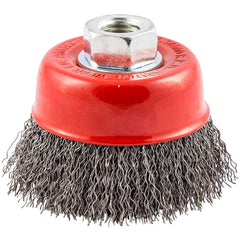 Norton - 3" Diam 5/8-11 Threaded Arbor Carbon Steel Fill Cup Brush - Exact Tooling