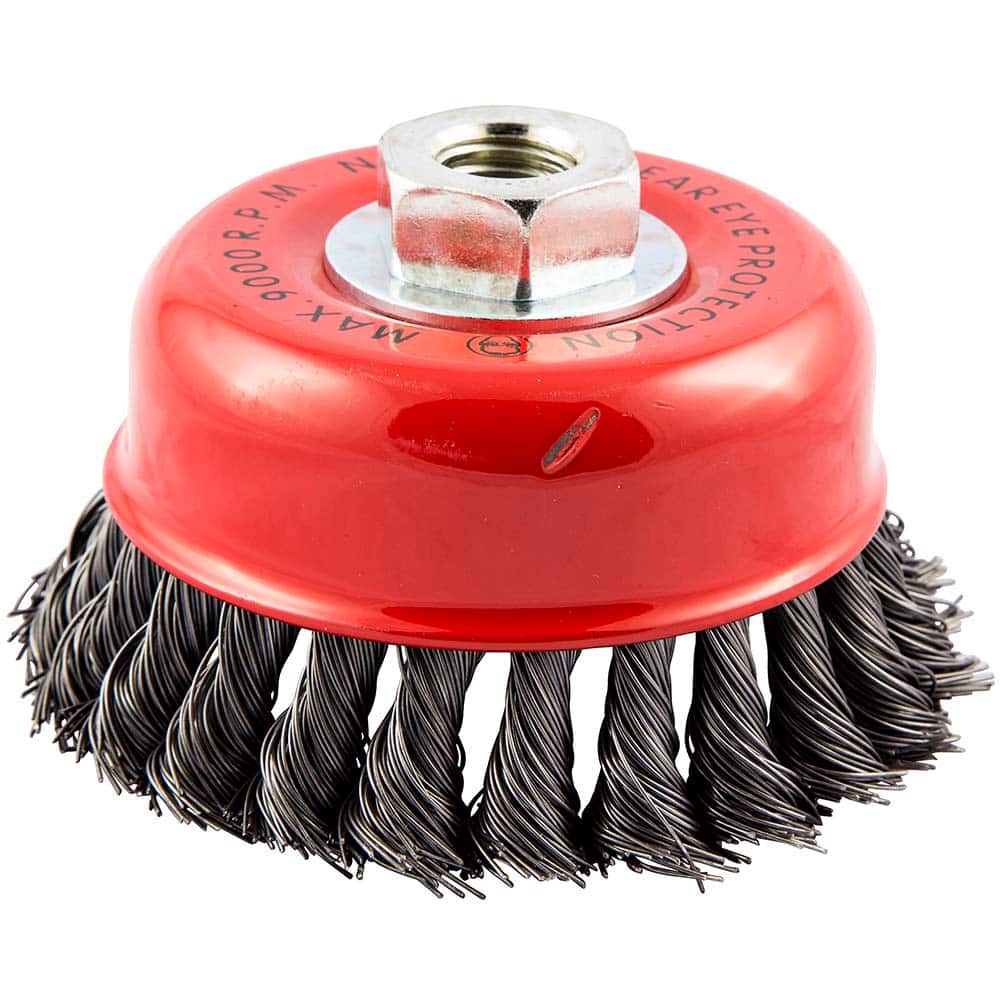 Norton - 4" Diam 5/8-11 Threaded Arbor Carbon Steel Fill Cup Brush - Exact Tooling