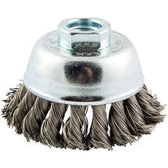 Norton - 2-3/4" Diam 5/8-11 Threaded Arbor Stainless Steel Fill Cup Brush - Exact Tooling