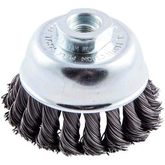 Norton - 2-3/4" Diam 3/8-24 Threaded Arbor Carbon Steel Fill Cup Brush - Exact Tooling