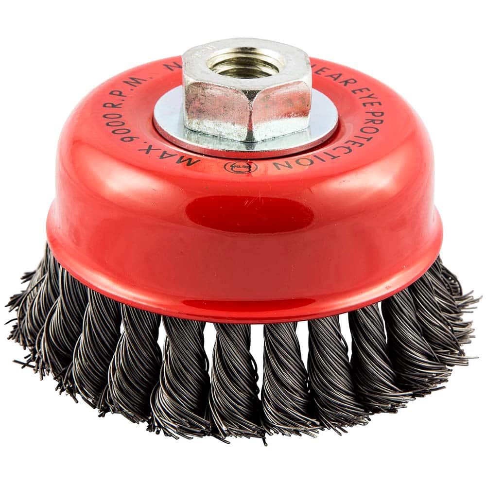 Norton - 4" Diam 5/8-11 Threaded Arbor Carbon Steel Fill Cup Brush - Exact Tooling