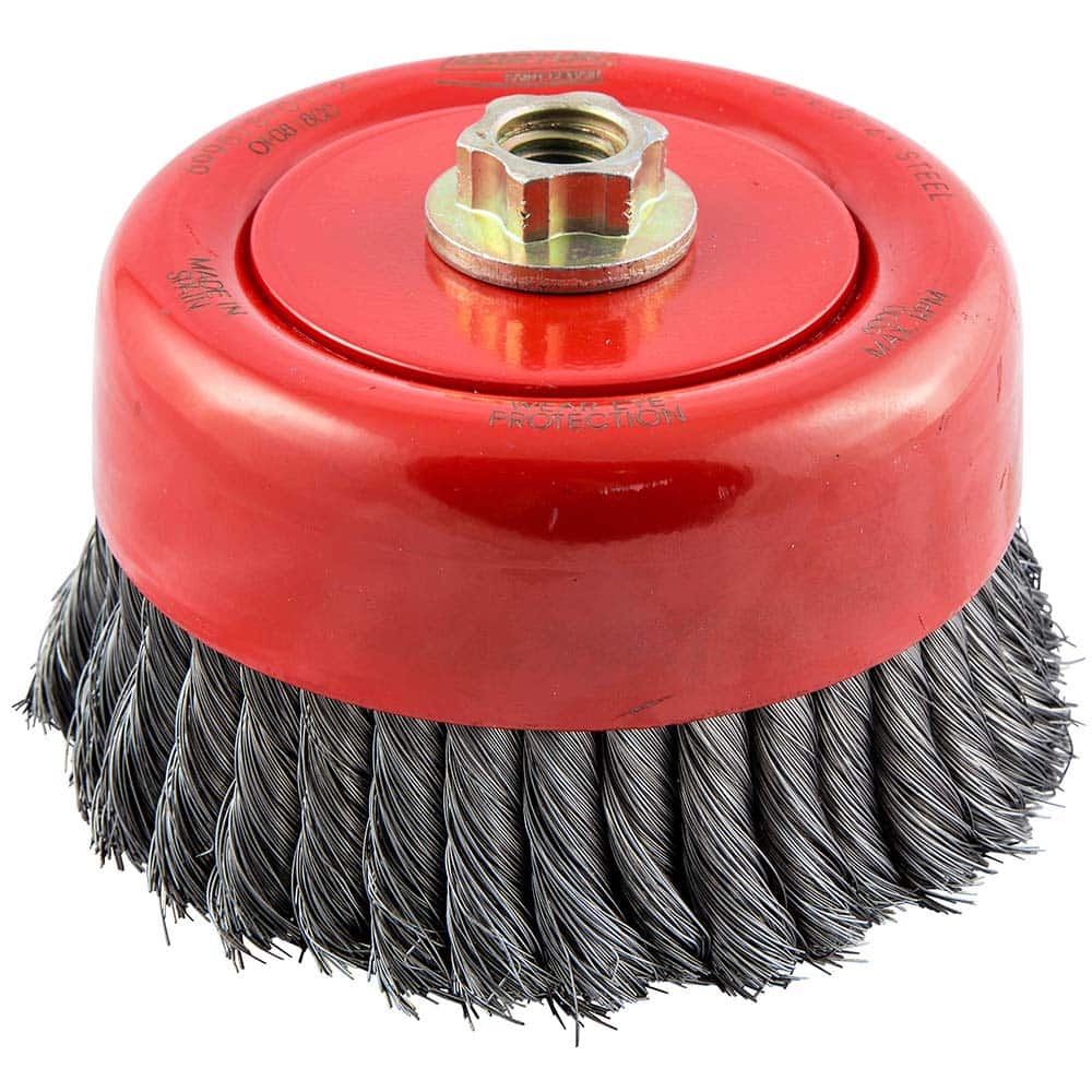 Norton - 6" Diam 5/8-11 Threaded Arbor Carbon Steel Fill Cup Brush - Exact Tooling