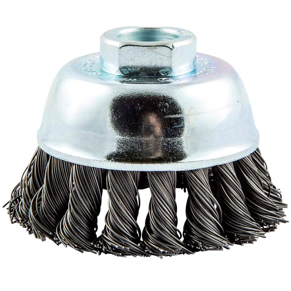 Norton - 2-3/4" Diam 5/8-11 Threaded Arbor Carbon Steel Fill Cup Brush - Exact Tooling