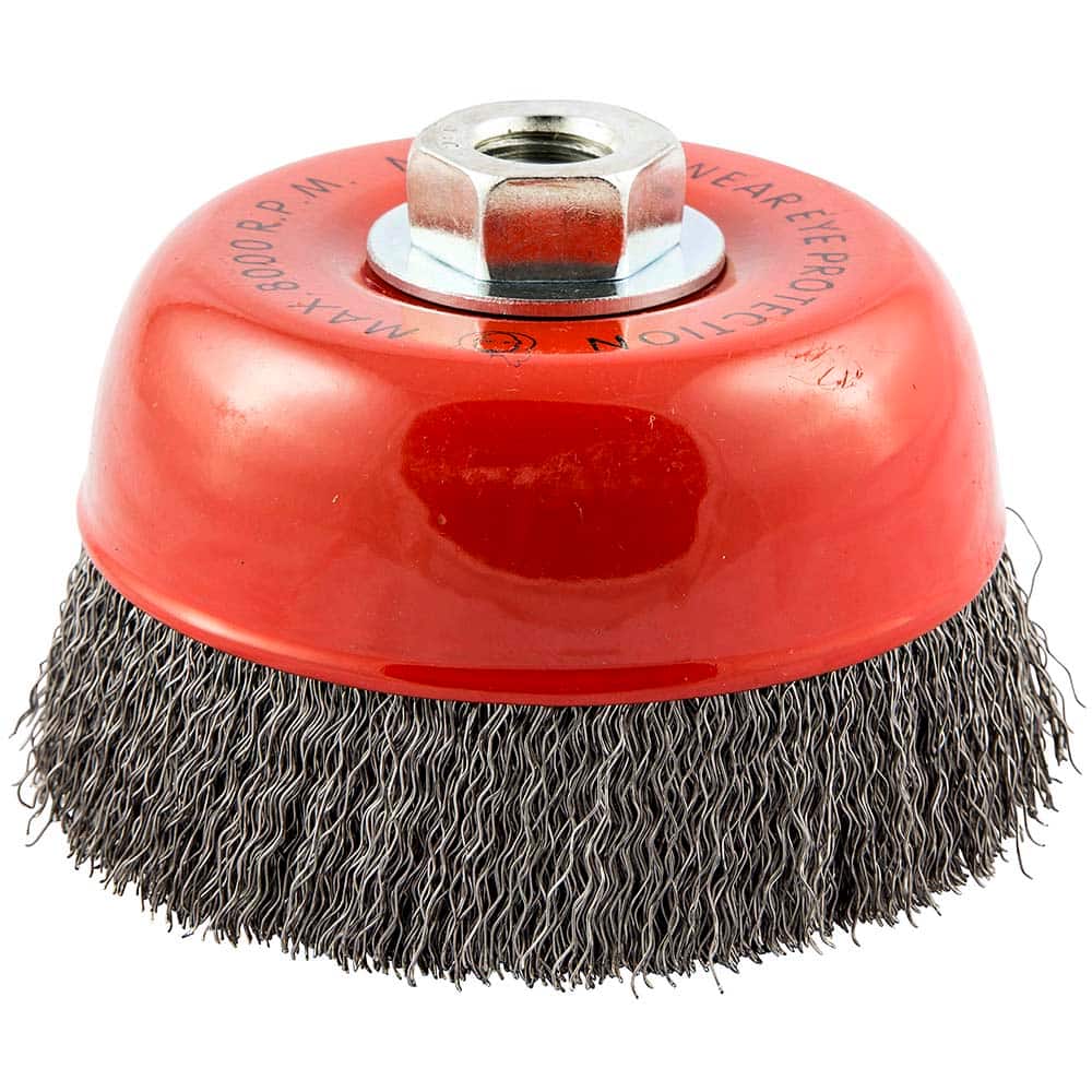 Norton - 5" Diam 5/8-11 Threaded Arbor Carbon Steel Fill Cup Brush - Exact Tooling