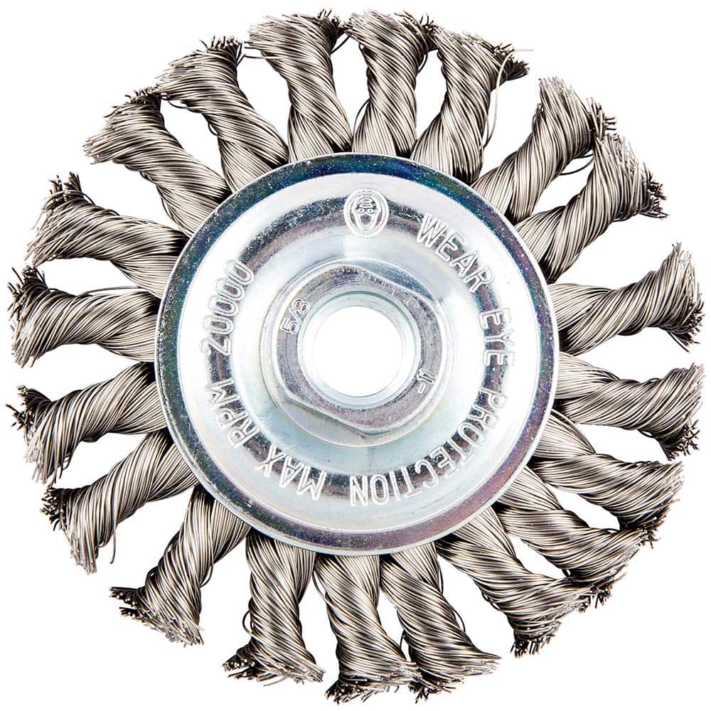 Norton - 4" OD, 5/8-11 Arbor Hole, Knotted Stainless Steel Wheel Brush - Exact Tooling