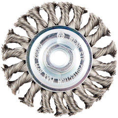 Norton - 4" OD, 5/8-11 Arbor Hole, Knotted Stainless Steel Wheel Brush - Exact Tooling
