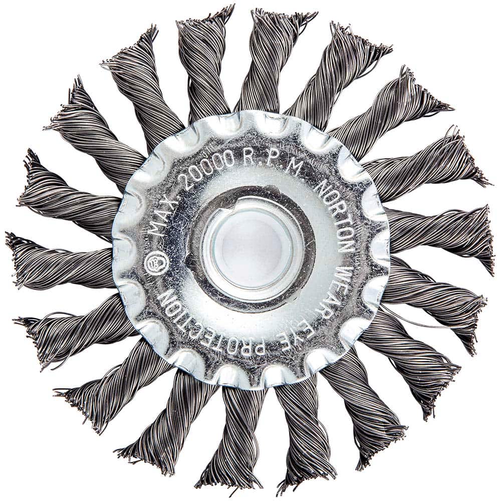 Norton - 4" OD, 5/8-11 Arbor Hole, Knotted Carbon Wheel Brush - Exact Tooling