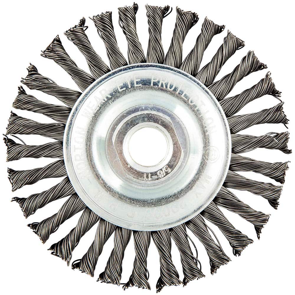 Norton - 4" OD, 5/8-11 Arbor Hole, Stringer Bead Carbon Wheel Brush - Exact Tooling