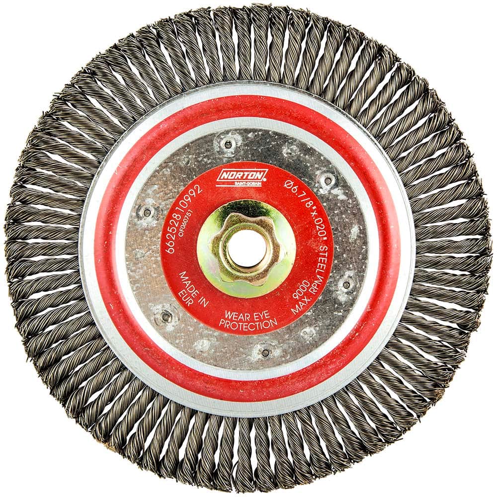 Norton - 6-7/8" OD, 5/8-11 Arbor Hole, Stringer Bead Carbon Wheel Brush - Exact Tooling