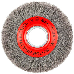 Norton - 8" OD, 2" Arbor Hole, Crimped Carbon Wheel Brush - Exact Tooling