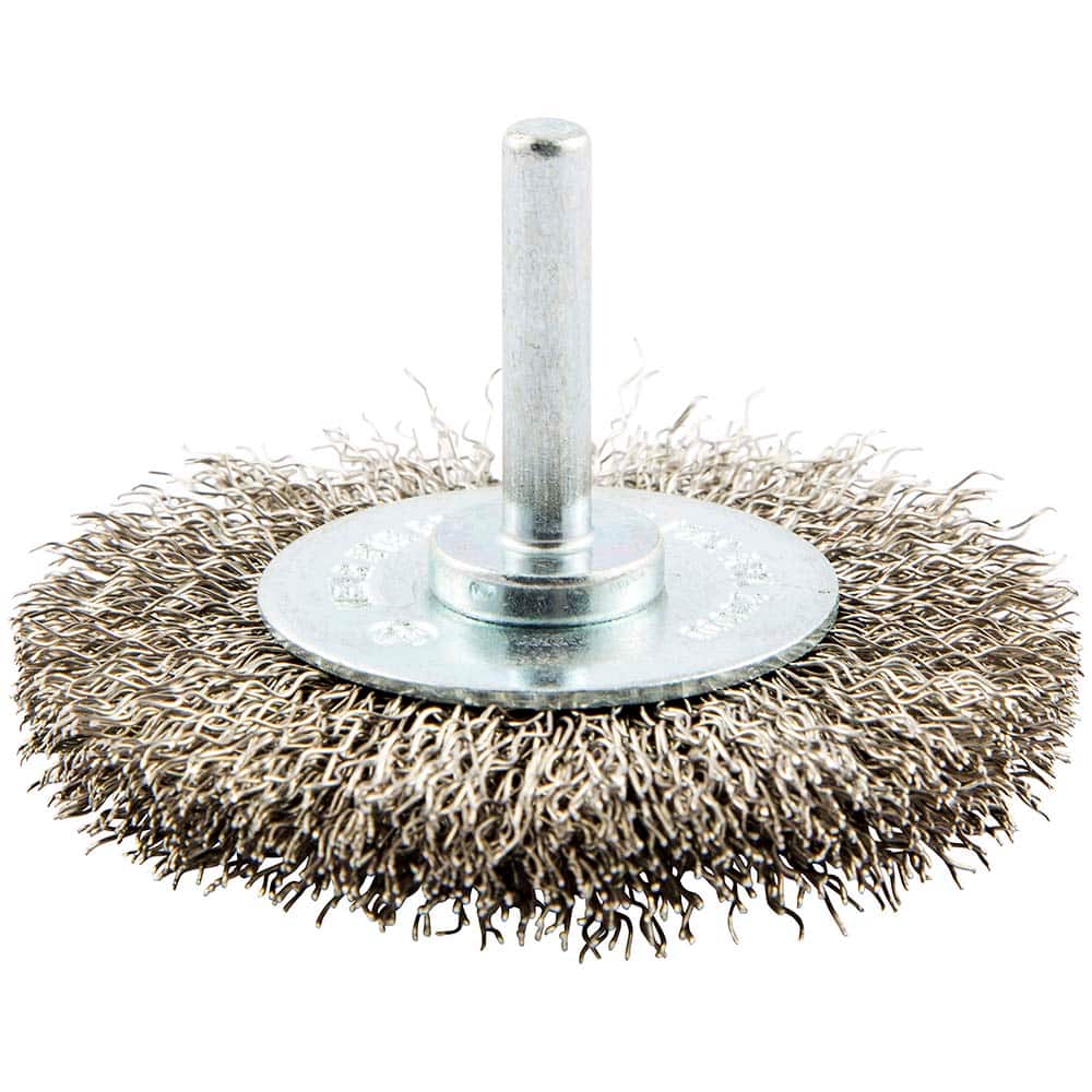 Norton - 3" OD, Crimped Stainless Steel Wheel Brush - Exact Tooling