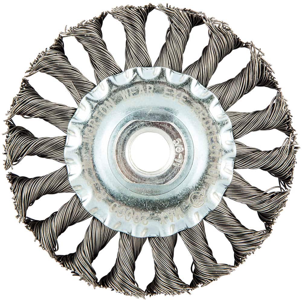 Norton - 4" OD, 5/8-11 Arbor Hole, Knotted Carbon Wheel Brush - Exact Tooling