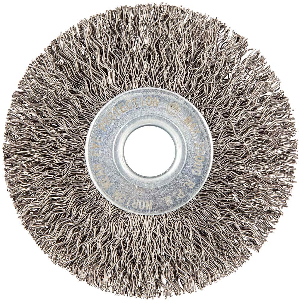Norton - 3" OD, 1/2" Arbor Hole, Crimped Carbon Wheel Brush - Exact Tooling