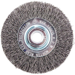 Norton - 4" OD, 5/8-11 Arbor Hole, Crimped Carbon Wheel Brush - Exact Tooling