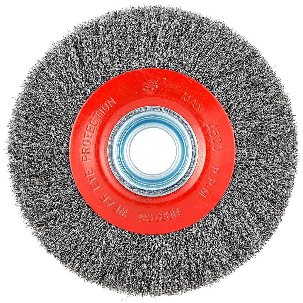 Norton - 8" OD, 1-1/4" Arbor Hole, Crimped Carbon Wheel Brush - Exact Tooling