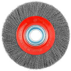 Norton - 8" OD, 1-1/4" Arbor Hole, Crimped Carbon Wheel Brush - Exact Tooling