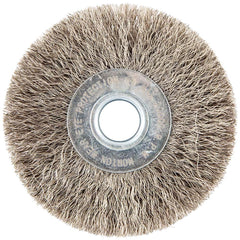 Norton - 3" OD, 1/2" Arbor Hole, Crimped Stainless Steel Wheel Brush - Exact Tooling