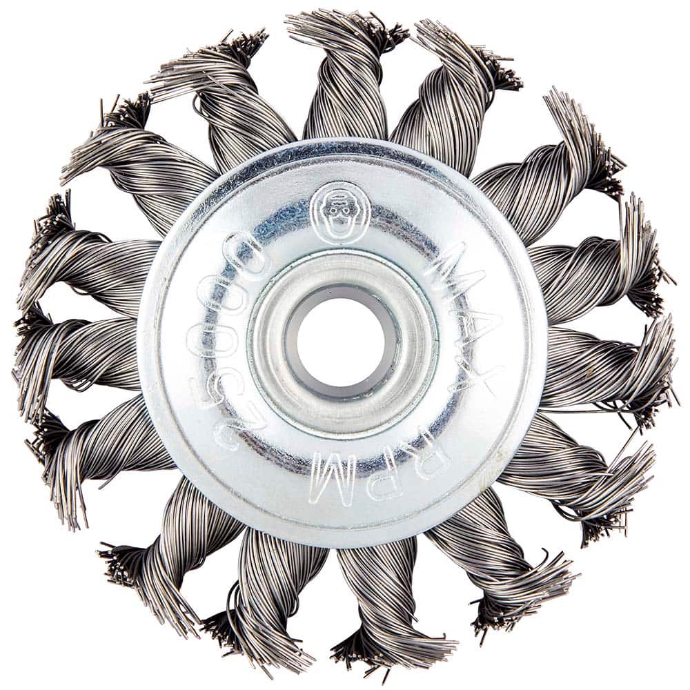 Norton - 3" OD, 3/8" Arbor Hole, Knotted Carbon Wheel Brush - Exact Tooling