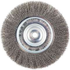 Norton - 8" OD, 5/8" Arbor Hole, Crimped Carbon Wheel Brush - Exact Tooling